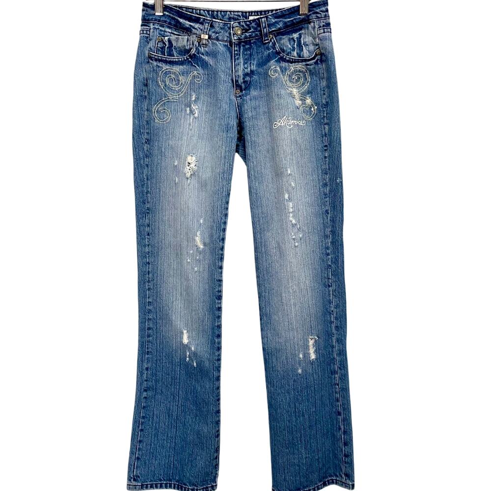 Vintage Y2K Akademiks AKDMKS Women's Distressed Sequin Low Rise Jeans- 30" Waist